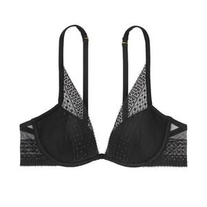 Incredible by Victoria's Secret Lightly Lined Lace Plunge Bra Black Sz 36DD NWT